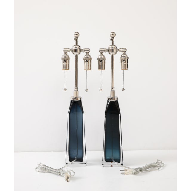 Large Mild-Night Blue lamps designed By Carl Fagerlund for Orrefors - a Pair For Sale - Image 9 of 9
