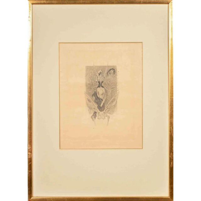 Etching realized by Félicien Rops (1833-1898) for the Novel "L'Initiation Sentimentale" by Joseéphin Péladan. Published by...