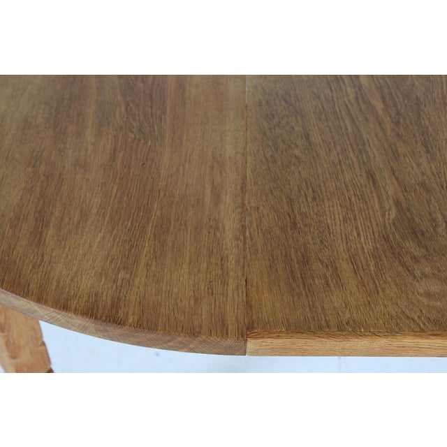 Danish Round Extendable Oak Dining Table in the style of Henning Kjærnulf for Axel Einar Hjorth, 1970s For Sale - Image 9 of 12