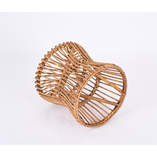 Mid-Century Italian Bamboo and Rattan Stool from BBB Boncina, 1960s For Sale - Image 11 of 15