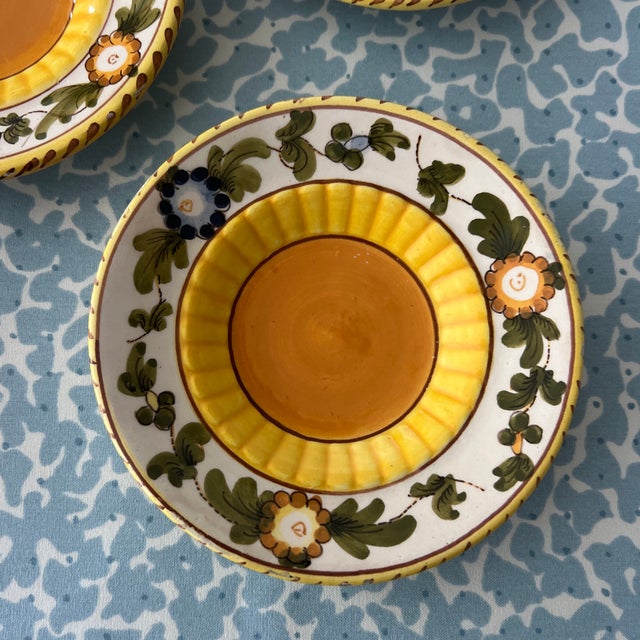 Italian Vintage Italian Handpainted Yellow Miniature Bowls- Set of 6 For Sale - Image 3 of 6