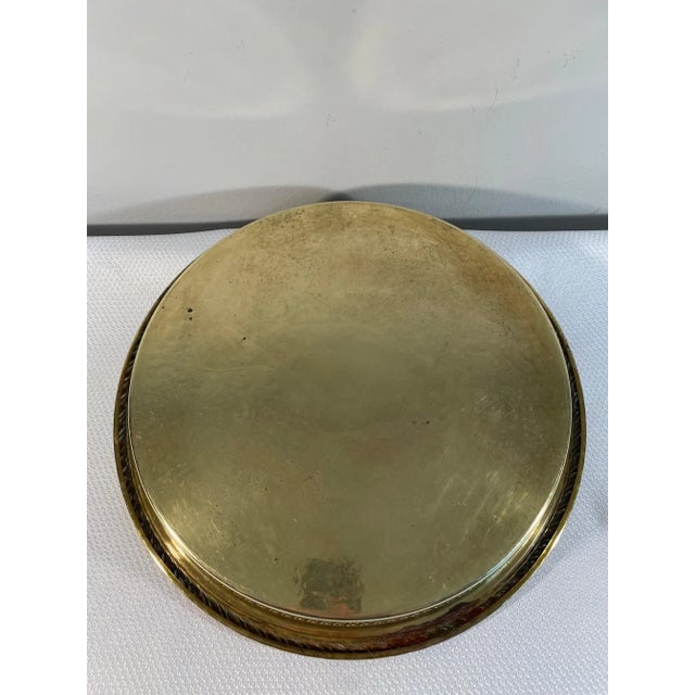 Brass 1970s Vintage Round Brass Etched Gallery Tray For Sale - Image 8 of 15