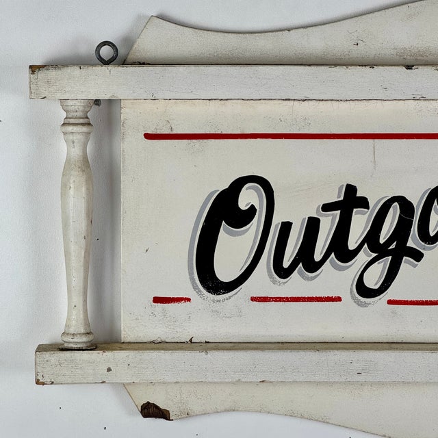 American Vintage American Salvaged Diner "Outgoing Orders" Wood Sign With Elaborate Frame For Sale - Image 3 of 9