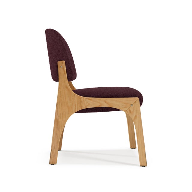 Contemporary Arches II Dining Chairs in Oak and Bouclé from Insidherland, Set of 4 For Sale - Image 3 of 5