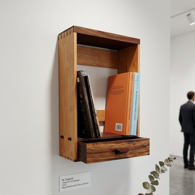 Early 21st Century Journey Handmade Dovetailed Wall Bookcase by Giuseppe Deepak Benti For Sale - Image 5 of 6