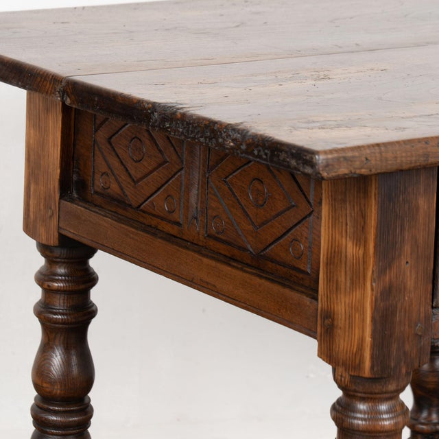 Wood Early 19th Century Carved Chestnut Console Table With Two Drawers For Sale - Image 7 of 18