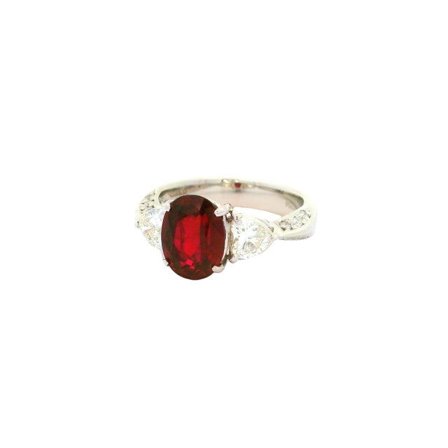2.64 Carat Ruby Diamond Platinum Ring, Gia Certified, Size 6.25 For Sale - Image 4 of 7
