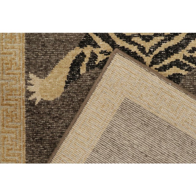 Textile Rug & Kilim’s Distressed Style Tiger Runner in Gray, Beige and Black Pictorial For Sale - Image 7 of 8