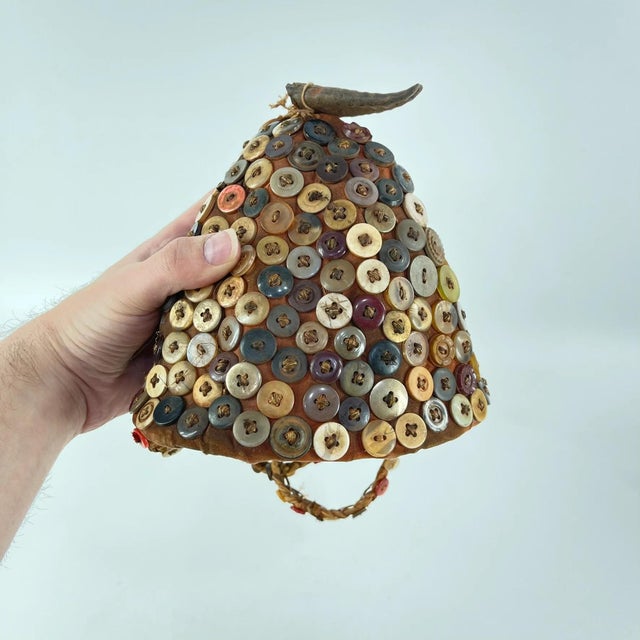Textile Early 20th Century Lega Bwami Society Button Hat For Sale - Image 7 of 7