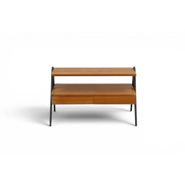 Wood Mid 20th Century Swedish Modern Two Tier Hallway Chest With Drawers For Sale - Image 7 of 8