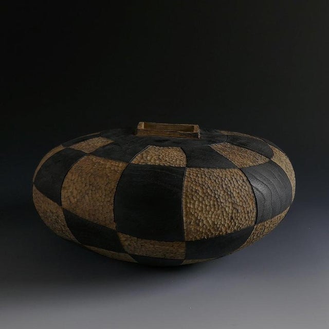 Set of 3 "mr vénérable is dressed" vases in oak wood by yann marot dimensions: 1: d 28 x w 28 x h 15 cm 2: d 26 x w 26 x h...