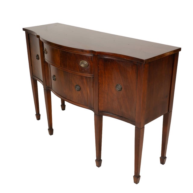 Vintage Mahogany Bow Front Buffet Server Hepplewhite Style Sideboard For Sale - Image 10 of 18