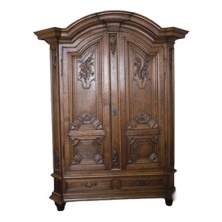 19th Century Castle Oak Cabinet For Sale