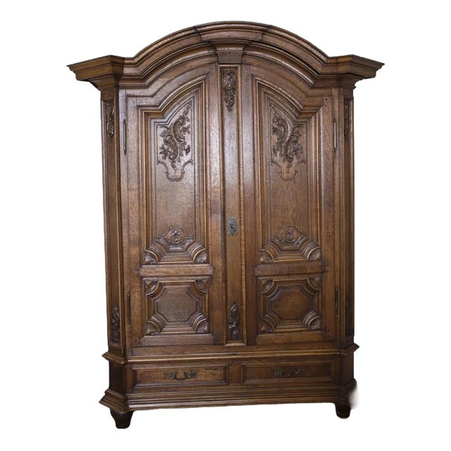19th Century Castle Oak Cabinet For Sale