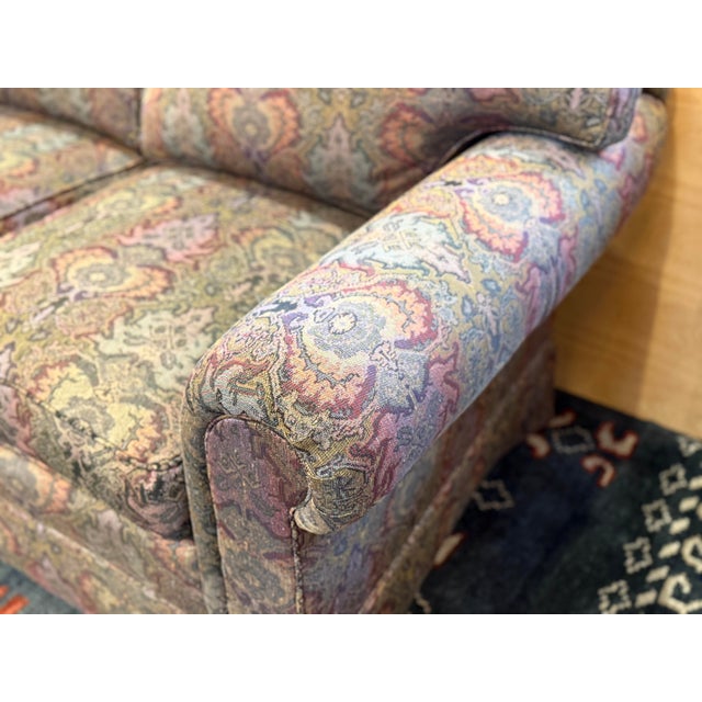 Brown Henredon Rolled Arm Paisley Print Sofa For Sale - Image 8 of 12