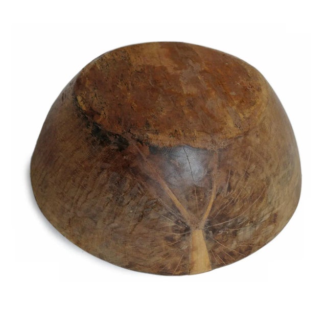 Mid 20th Century Vintage Indian Rustic Teak Wood Bowl For Sale - Image 5 of 5