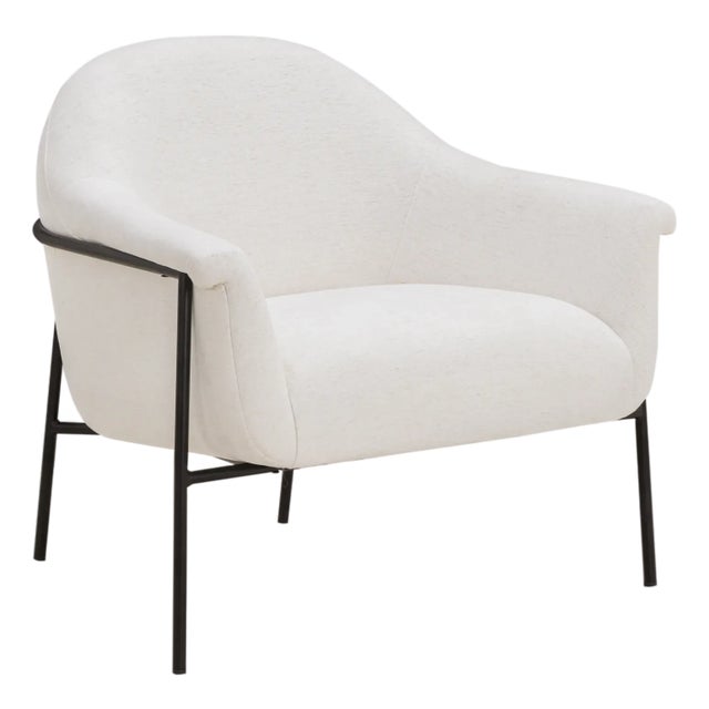 Lua Cream Chenille Accent Chair For Sale - Image 9 of 9