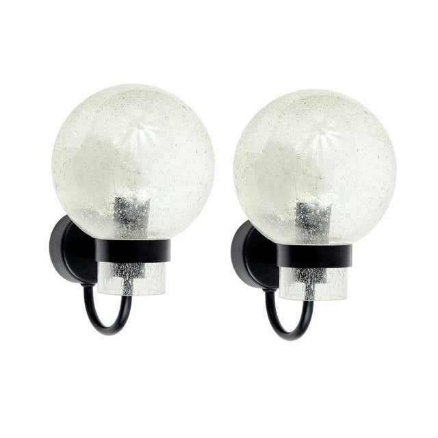 Black Vintage Glass Wall Lights from Limburg, Germany, 1980s, Set of 2 For Sale - Image 8 of 8