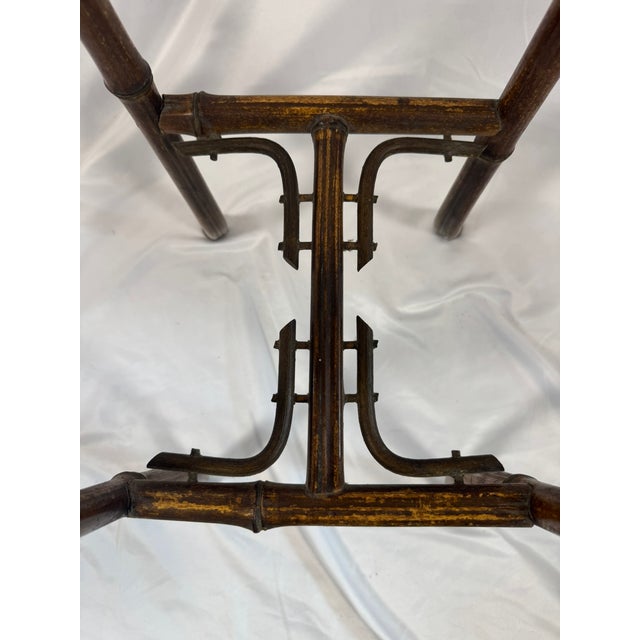 Antique French Napoleon III Bamboo Tabouret, Tasseled Top, PLM Rail Label For Sale - Image 13 of 15