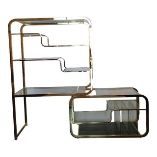 Milo Baughman Adjustible Brass Etagere for Dia For Sale