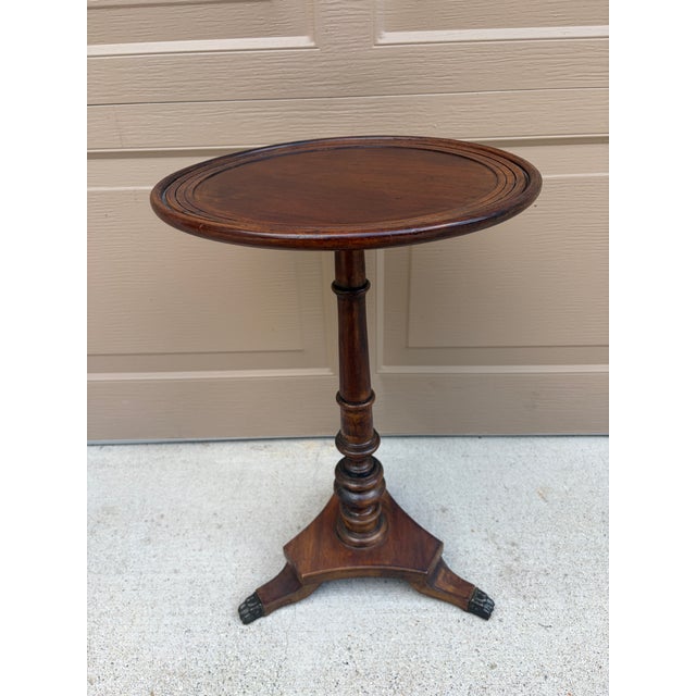 Brown Antique Regency Solid Walnut Round Side Table, Early 20th Century For Sale - Image 8 of 11