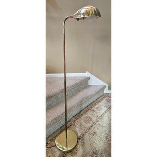 Mid 20th Century Hollywood Regency Gold Clam Shell Adjustable Floor Lamps For Sale