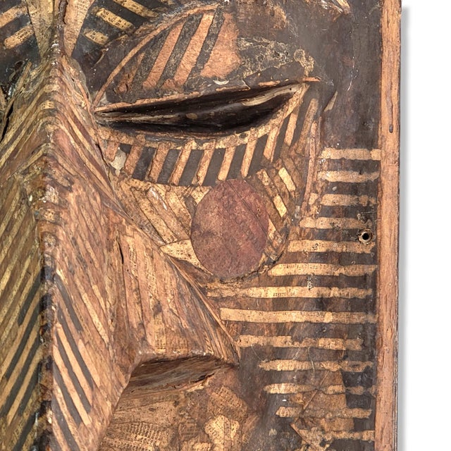 Early 20th Century Hand Made Paper Mache Tribal Bird Mask Sculpture Folk Art For Sale - Image 5 of 13