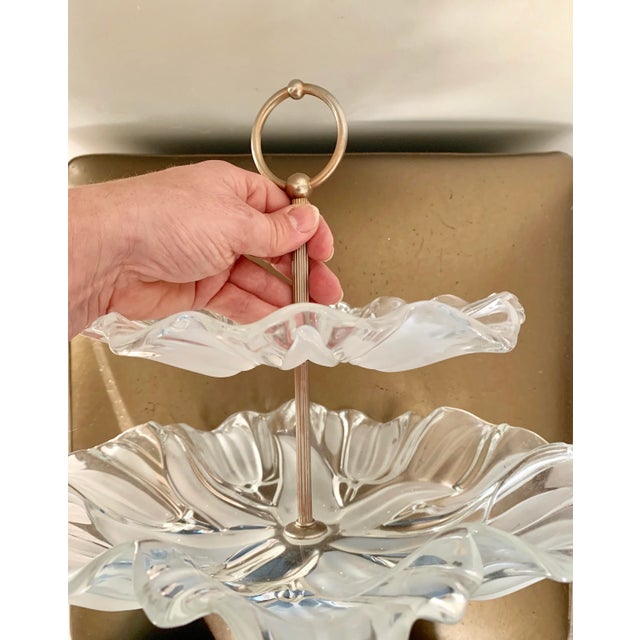 Late 20th Century Mikasa Tulip Design Two Tier Glass Server For Sale - Image 5 of 7