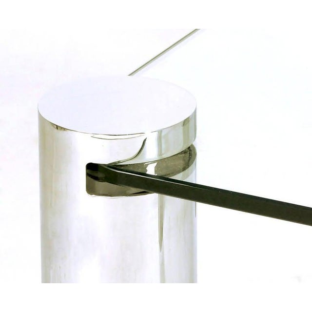 Italian Style Chrome Cylinder and Glass Square Coffee Table For Sale In Chicago - Image 6 of 7