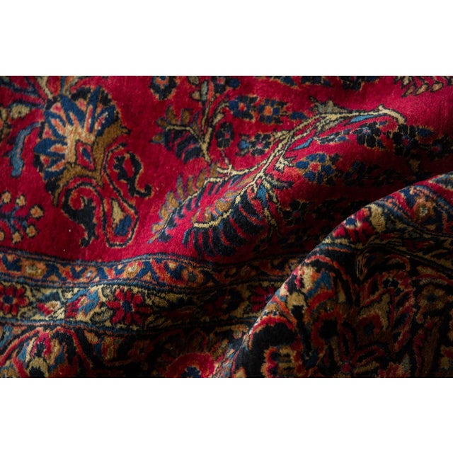 Traditional 1940s Vintage Persian American Sarouk Floral Wool Carpet For Sale - Image 3 of 12