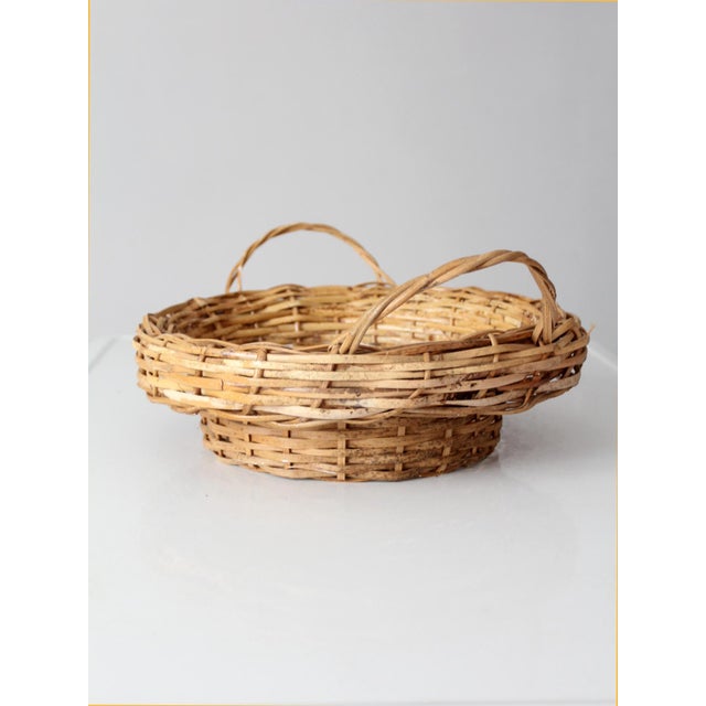 Vintage Round Wicker Basket With Handles For Sale - Image 17 of 18