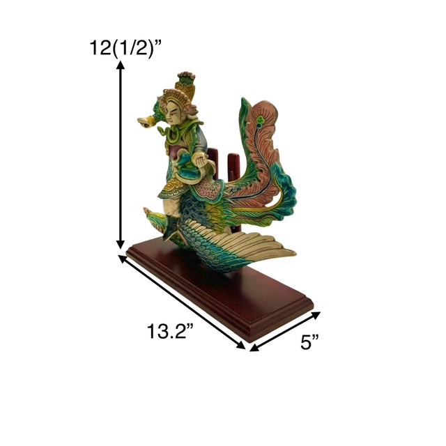 Unique culturally significant Chinese roof tile with warrior on phoenix, mounted on stand. Rich symbolism for Asian art...