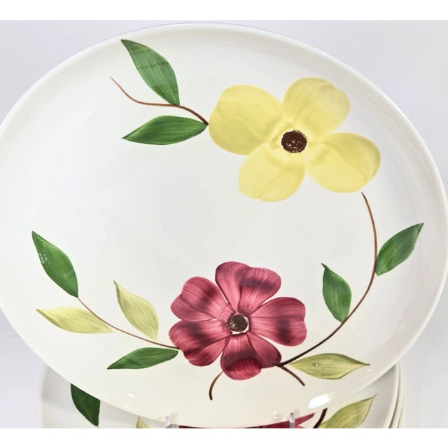 Mid-Century Pink and Yellow Dogwood Plates- Set of Eight For Sale - Image 10 of 15
