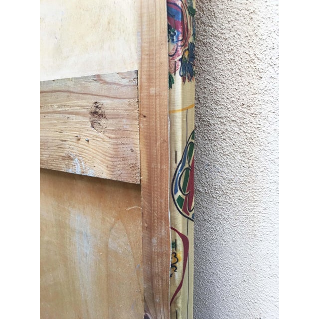 Mid-Century Floral Vinyl Coat Panel with 4 Brass Hooks, 1950s For Sale - Image 9 of 15