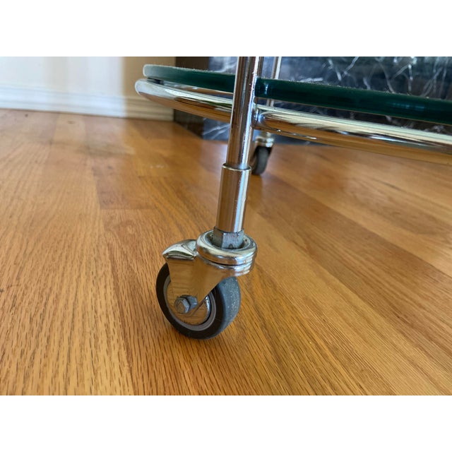 Round Chrome Bar Serving Cart With Glass Shelves For Sale - Image 9 of 12