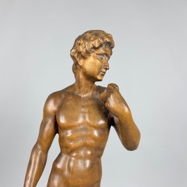 Wood Artigianale, David Sculpture by Michelangelo Statue, 1960s, Wood For Sale - Image 7 of 11