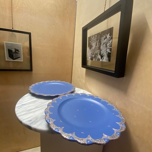 Mid 20th Century Two Emilia Castillo Ceramic and Silver Inlay Plates For Sale - Image 16 of 16