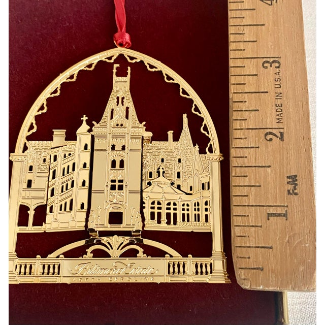 Vintage Biltmore Estate 24k Gold Finish Brass Filigree Christmas Ornament With Original Box For Sale In Denver - Image 6 of 11