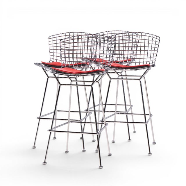 Mid-Century Modern Harry Bertoia for Knoll Mid Century Chrome Bar Stools - Set of 4 For Sale - Image 3 of 15
