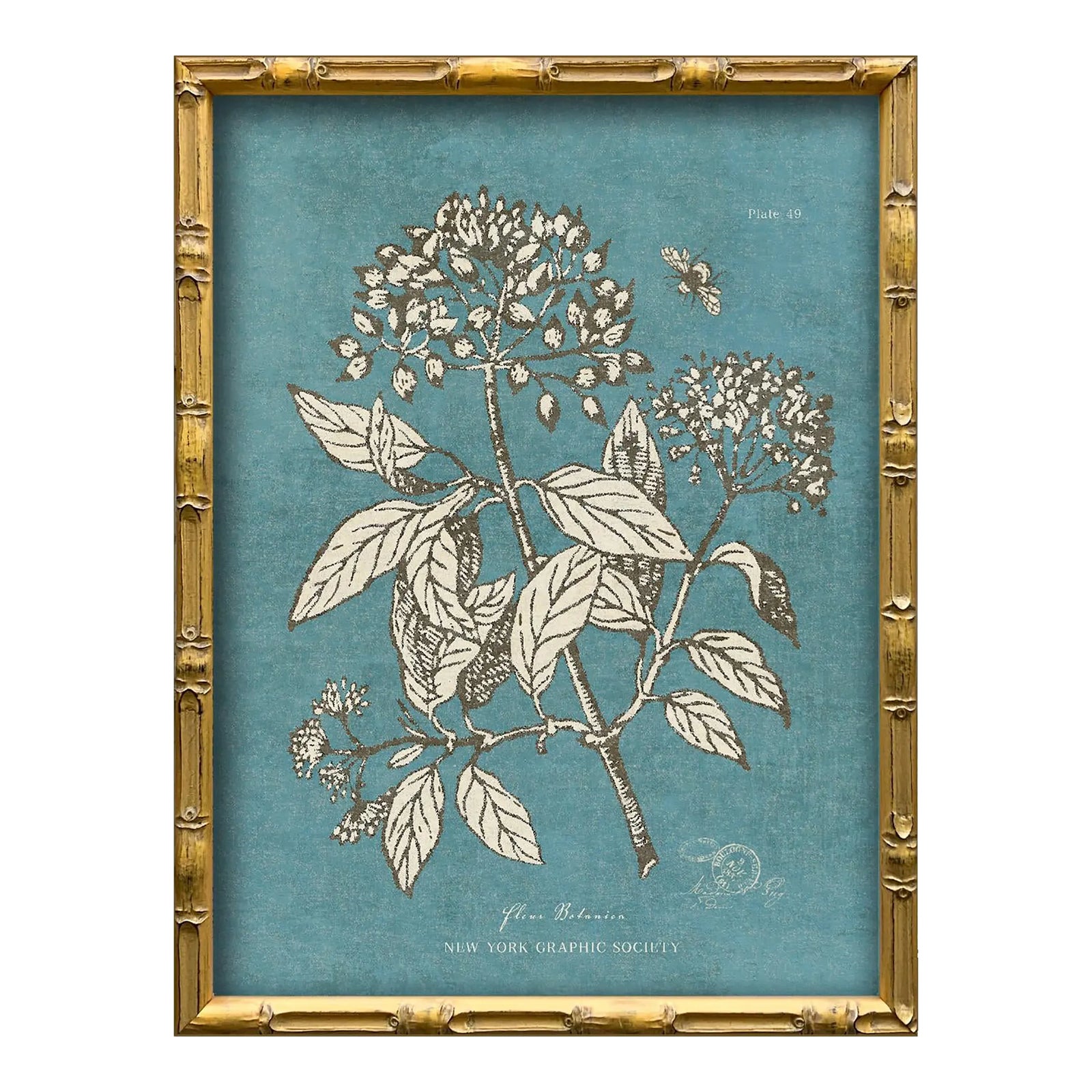 Vintage Blue Botanical Art Print Reproduction (4), Framed | Chairish