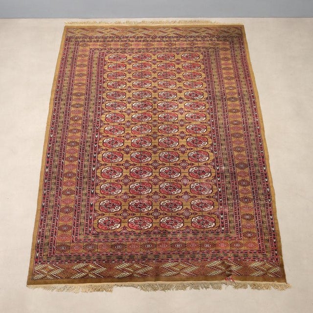 Antique Bukhara Rug in Thin Knot Cotton and Wool, Pakistan For Sale - Image 3 of 8