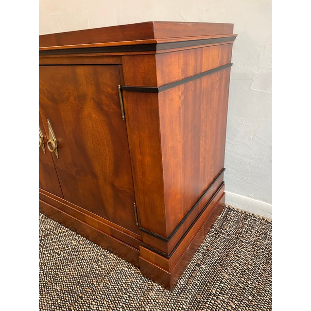 Mid-Century Modern Vintage 1970s Credenza Dresser Wood With Diamond Brass Pulls For Sale - Image 3 of 9