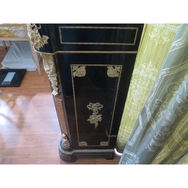 French Mid 19th Century Napoléon LLL Boulle Marquetry Cabinet Featuring Tortoiseshell Inlay and Ornate Gilt Brass Mounts For Sale - Image 3 of 10