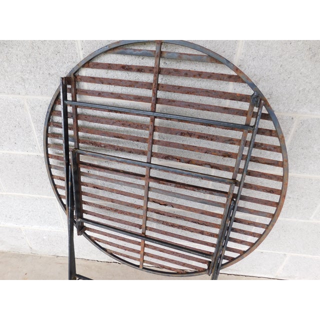 Vintage French Style Wrought Iron Outdoor Dining Bistro 3 Piece Set "B" For Sale - Image 14 of 15