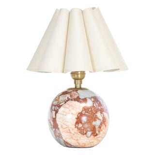 Giorgio Marble Mini Lamp, Natural Brass with Oyster Scalloped Shade For Sale
