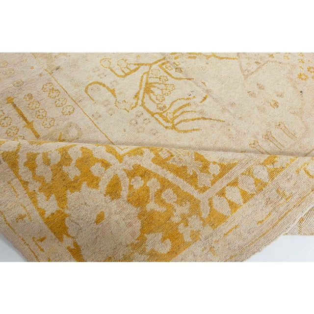 Early 20th Century Antique Indian Amritsar Botanic Handmade Wool Rug For Sale - Image 5 of 8