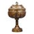 Vintage Chinese Bronze Stemmed Incense Burner, Intricate Gold Inlaid Scroll & Geometric Motifs, Chinoiserie Archaic Censer For Sale