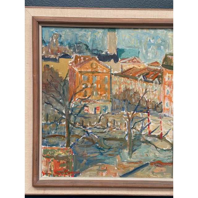 Rune Person, City Scene, 1950s, Oil Painting on Canvas, Framed For Sale - Image 13 of 18