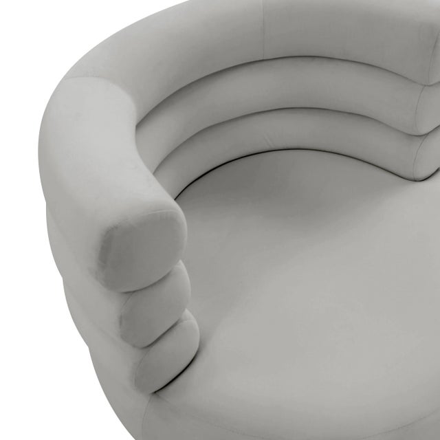 2020s Naomi Grey Velvet Swivel Chair For Sale - Image 5 of 9