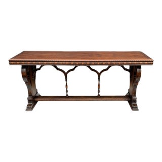 19th Century Carved Walnut Jacobean Style Library / Console Table For Sale